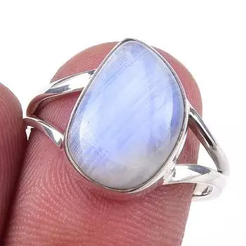 Natural Rainbow Moonstone Gemstone Handmade 925 Sterling Silver Ring Size 8 R9k01
