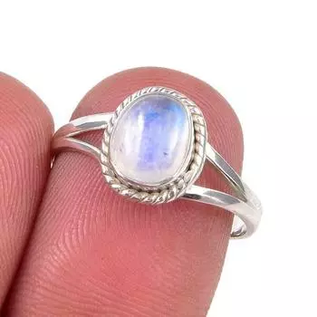 Natural Rainbow Moonstone Gemstone Handmade 925 Sterling Silver Ring Size 7 c5i19
