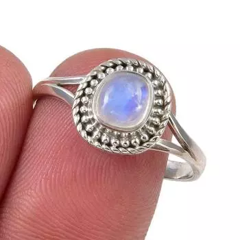 Natural Rainbow Moonstone Gemstone Handmade 925 Sterling Silver Ring S.9.5 I2f40