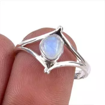Natural Rainbow Moonstone Gemstone Handmade 925 Sterling Silver Ring S.7.5 I1v91
