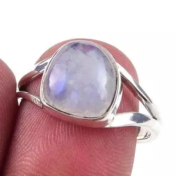 Natural Rainbow Moonstone Gemstone Handmade 925 Sterling Silver Ring Size 8 F9f91