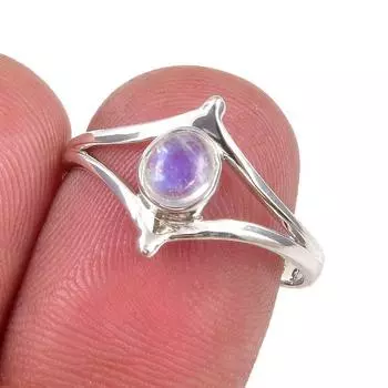 Natural Rainbow Moonstone Gemstone Handmade 925 Sterling Silver Ring Size 8 R6A87