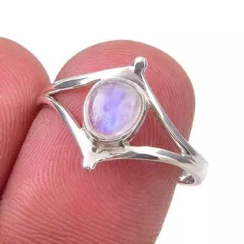 Natural Rainbow Moonstone Gemstone Handmade 925 Sterling Silver Ring Size 8 t1J53