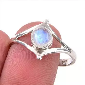 Natural Rainbow Moonstone Gemstone Handmade 925 Sterling Silver Ring S.9.5 O3k48
