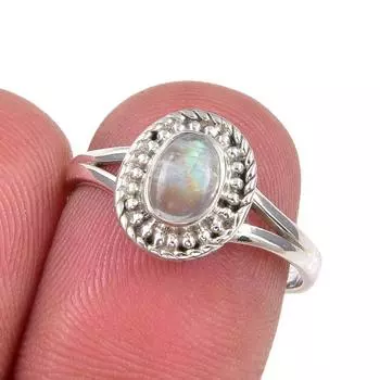 Natural Rainbow Moonstone Gemstone Handmade 925 Sterling Silver Ring Size 7 u4e35