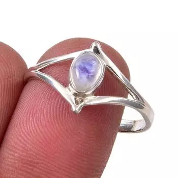 Natural Rainbow Moonstone Gemstone Handmade 925 Sterling Silver Ring S.10 u9Y81