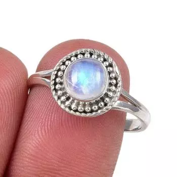 Natural Rainbow Moonstone Gemstone Handmade 925 Sterling Silver Ring Size 9 m1f64