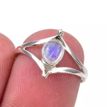 Natural Rainbow Moonstone Gemstone Handmade 925 Sterling Silver Ring Size 6 Y0g36
