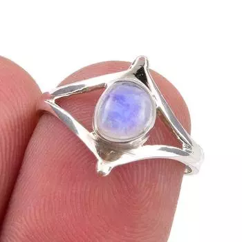 Natural Rainbow Moonstone Gemstone Handmade 925 Sterling Silver Ring S.5.5 E0q02