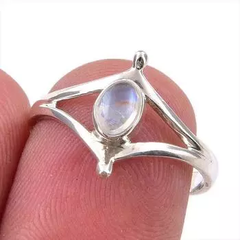 Natural Rainbow Moonstone Gemstone Handmade 925 Sterling Silver Ring Size 7 W6L25