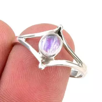 Natural Rainbow Moonstone Gemstone Handmade 925 Sterling Silver Ring S.8.5 T5F53