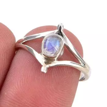 Natural Rainbow Moonstone Gemstone Handmade 925 Sterling Silver Ring Size 7 a1K27