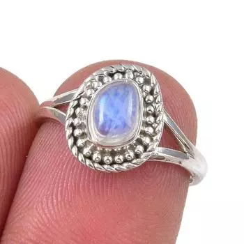 Natural Rainbow Moonstone Gemstone Handmade 925 Sterling Silver Ring S.5.5 D6j60
