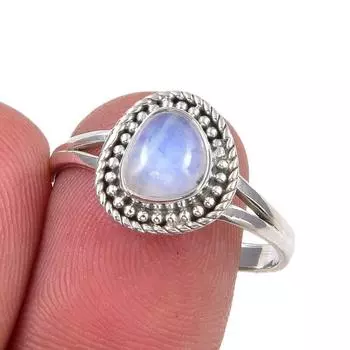 Natural Rainbow Moonstone Gemstone Handmade 925 Sterling Silver Ring Size 9 Q6u77