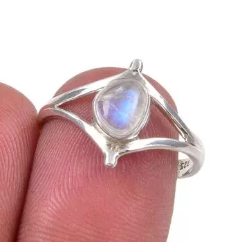 Natural Rainbow Moonstone Gemstone Handmade 925 Sterling Silver Ring S.7.5 Y4a05