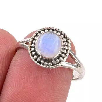 Natural Rainbow Moonstone Gemstone Handmade 925 Sterling Silver Ring S.7.5 U9L47