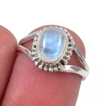 Natural Rainbow Moonstone Gemstone Handmade 925 Sterling Silver Ring S.5.5 H0K29