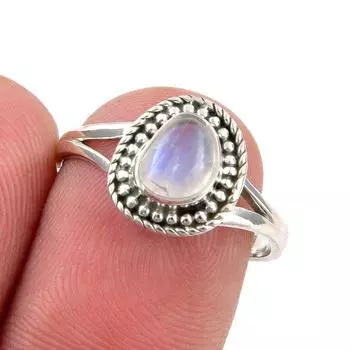 Natural Rainbow Moonstone Gemstone Handmade 925 Sterling Silver Ring Size 7 z4j29