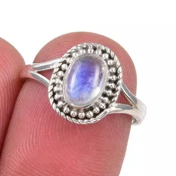 Natural Rainbow Moonstone Gemstone Handmade 925 Sterling Silver Ring Size 6 I7k99