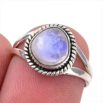 Natural Rainbow Moonstone Gemstone Handmade 925 Sterling Silver Ring S.5.5 l2z86
