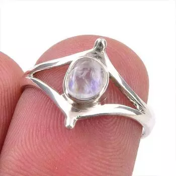Natural Rainbow Moonstone Gemstone Handmade 925 Sterling Silver Ring Size 6 A9Y00