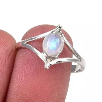 Natural Rainbow Moonstone Gemstone Handmade 925 Sterling Silver Ring Size 9 O1p16