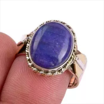 Natural Rainbow Moonstone Gemstone Two Tone 925 Sterling Silver Ring Size 8 n2M77