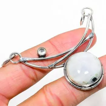 Подвеска из серебра 925 пробы с натуральным радугой и лунным камнем, топазом, 2,44 дюйма, w3n78