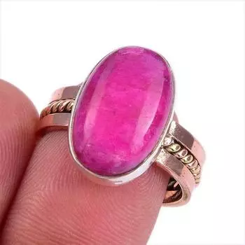 Natural Rainbow Moonstone TwoTone 925 Sterling Silver Gift Jewelry Ring S.8 B5L33