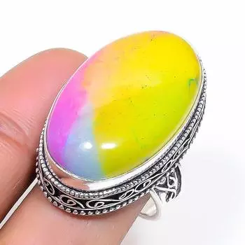 Natural Rainbow Solar Quartz 925 Sterling Silver Jewelry Ring Size 8.5 z6Y38