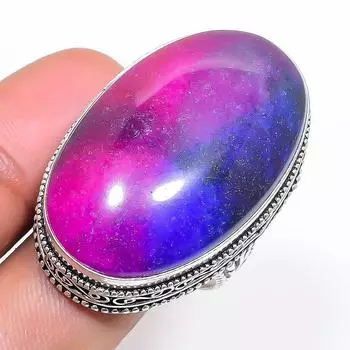 Natural Rainbow Solar Quartz 925 Sterling Silver Jewelry Ring Size 10 a8f36
