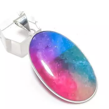 Подвеска из натурального радужного солнечного кварца из стерлингового серебра 925 пробы 2,21 дюйма Y3h51