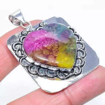 Natural Rainbow Solar Quartz Gemstone 925 Sterling Silver Pendant 2.21 y6i10