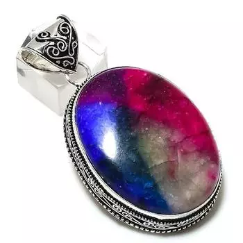 Подвеска из натурального радужного солнечного кварца ручной работы из стерлингового серебра 925 пробы 2,36 дюйма a5Z23