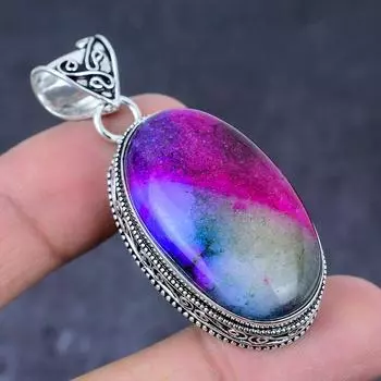 Natural Rainbow Solar Quartz Handmade 925 Sterling Silver Pendant 2.17 q4k58