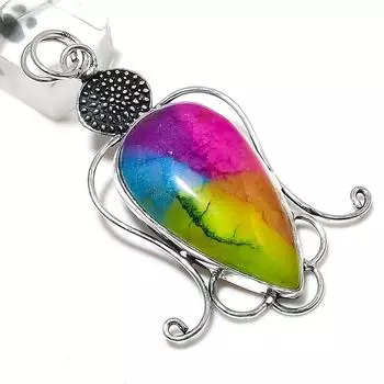 Natural Rainbow Solar Quartz Handmade 925 Sterling Silver Pendant 2.88 I5p80