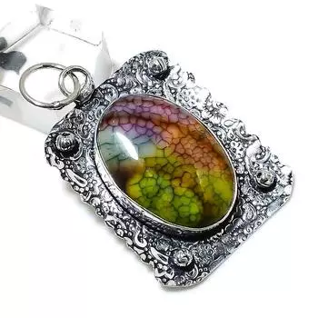 Natural Rainbow Solar Quartz Handmade 925 Sterling Silver Pendant 2.09 K6R73
