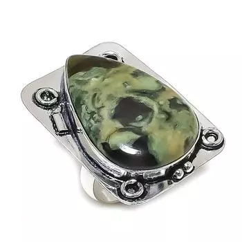 Ювелирное кольцо из серебра 925 пробы с натуральным тропическим яшмовым драгоценным камнем, размер 8 C8N06