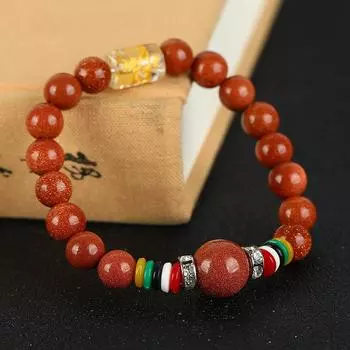 Natural red and green agate powder crystal bracelet, six-character mantra Buddha bead bracelet, male and female couples temperament versatile jewelry