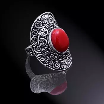 Natural Red Coral Gemstone Handmade 925 Sterling Silver Ring Size 12 C5o47