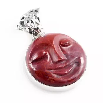Natural Red Jasper Face Gemstone 925 Solid Sterling Silver Pendant 1.3 E2b81