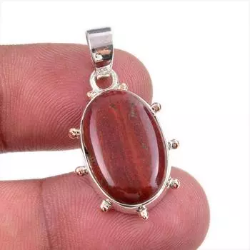 Natural Red Jasper Gemstone 925 Solid Sterling Silver Jewelry Pendant 1.50 F4H27