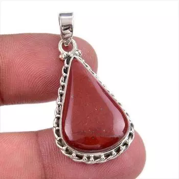 Natural Red Jasper Gemstone 925 Solid Sterling Silver Jewelry Pendant 1.50 M1I61