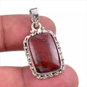 Natural Red Jasper Gemstone 925 Solid Sterling Silver Jewelry Pendant 1.50 K2y23