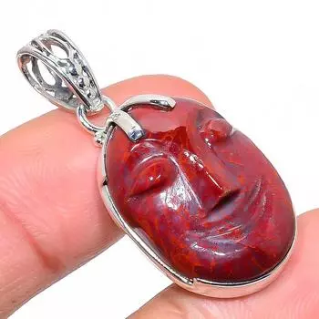 Natural Red Jasper Gemstone 925 Solid Sterling Silver Jewelry Pendant 1.58 k8O02