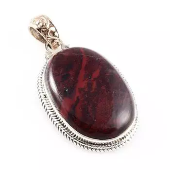 Natural Red Jasper Gemstone 925 Sterling Silver Gift Two Tone Pendant 1.6 Q4V15