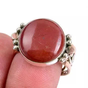 Natural Red Jasper Gemstone Two Tone 925 Sterling Silver Jewelry Ring S.8 i7H79