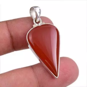 Natural Red Onyx Gemstone Handmade 925 Solid Silver Jewelry Pendant 1.50 o9Q97
