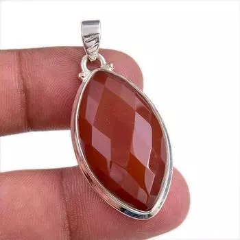 Natural Red Onyx Gemstone Handmade 925 Solid Silver Jewelry Pendant 1.75 z6N06
