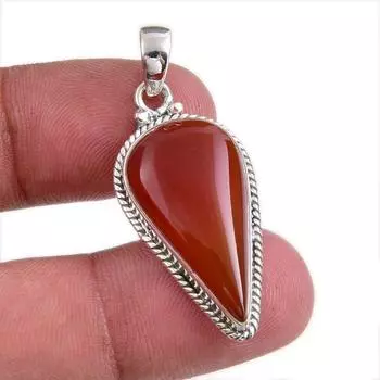Natural Red Onyx Gemstone Handmade 925 Solid Silver Jewelry Pendant 1.50 p3V03